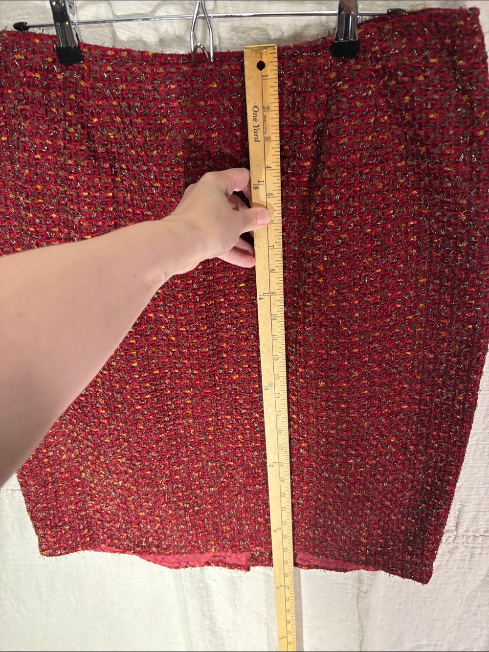 VTG Doncaster Tweed 2-Piece Skirt Suit Set Burgundy Red Metallic Size 18 USA EUC - Picture 13 of 16